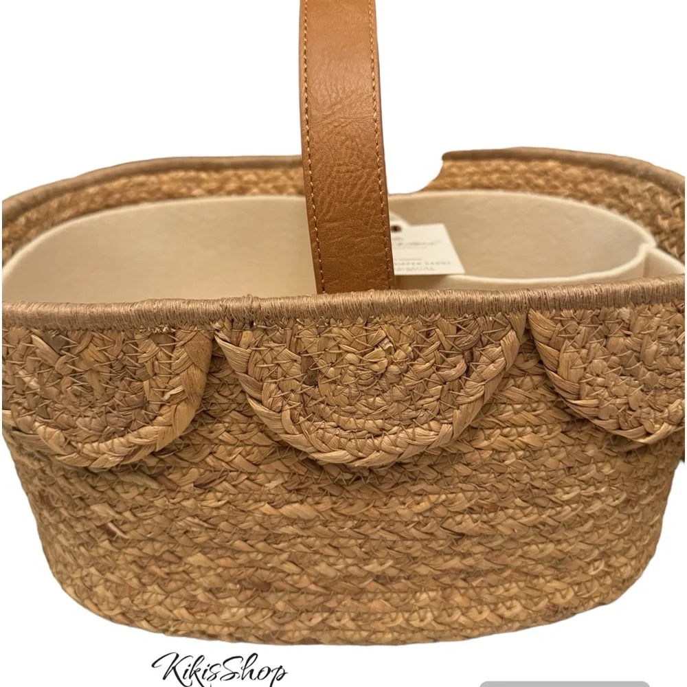 Hearth & Hand Magnolia Natural Woven Scalloped Baby Diaper Caddy